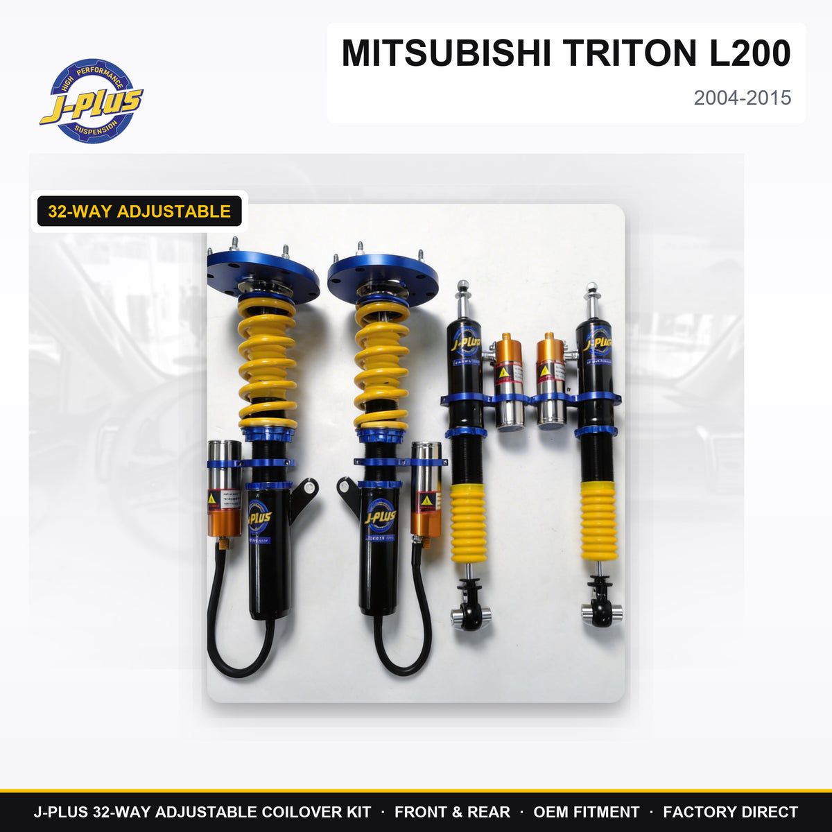 32-Way Adjustable Coilover Kit for Mitsubishi Triton L200 2015-2022 K5T K6T, Fits Mitsubishi Triton 2015-2022 Mitsubishi Pajero Sport Front Rear Struts Lowering Suspension, OEM Custom Colour