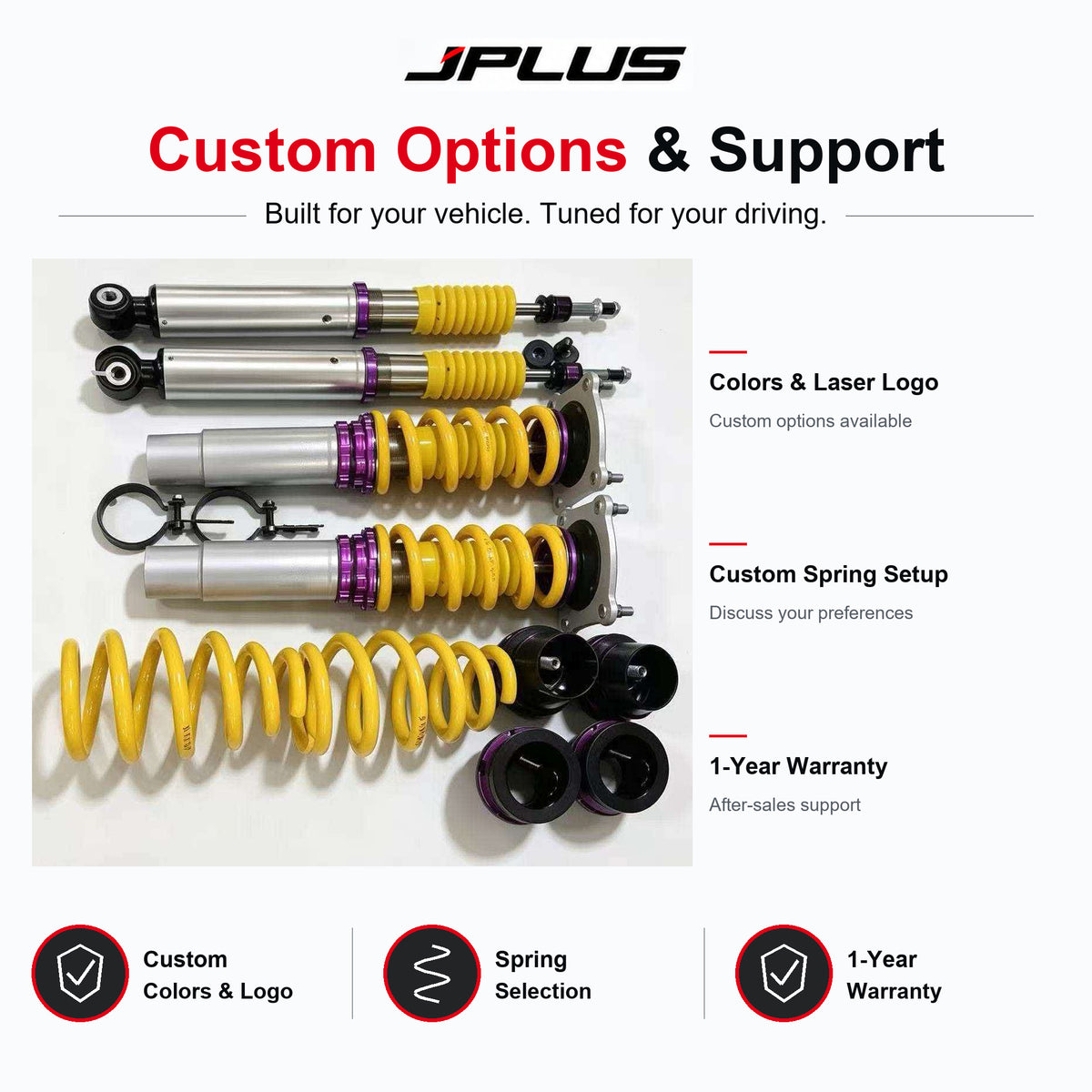 JPLUS Sport Coilovers for Porsche Macan – 32-Way Adjustable Monotube Suspension Kit