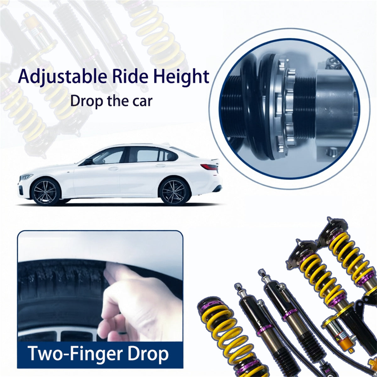 JPLUS 2-Way Racing Coilovers – 32-Way Adjustable Custom Suspension for Porsche, BMW, Audi, Mitsubishi & More