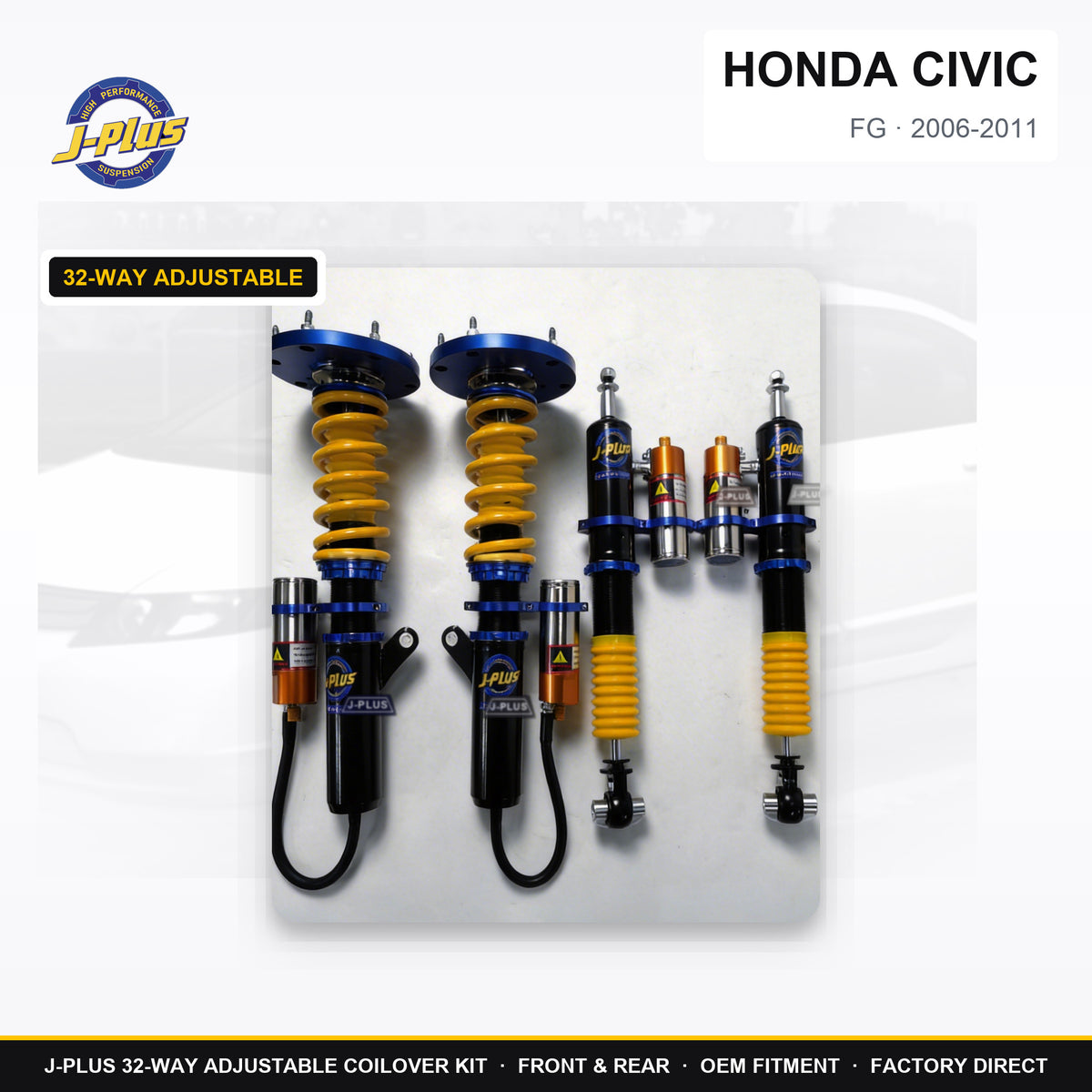 J-PLUS 32-Way Adjustable Coilover Kit - honda civic 2006 2011