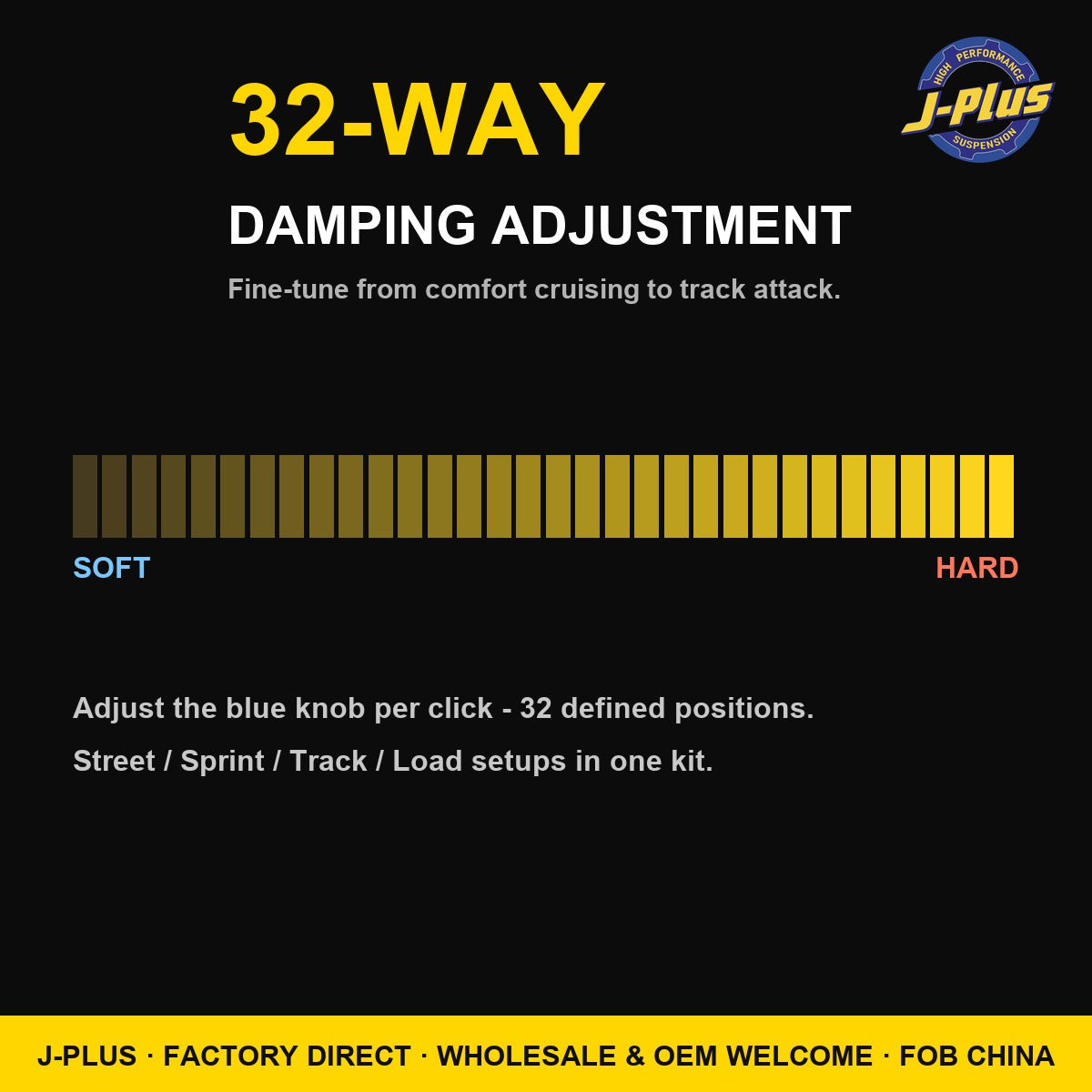J-PLUS 32-Way Adjustable Shock Absorbers for Honda CR-V Front Rear Struts Kit