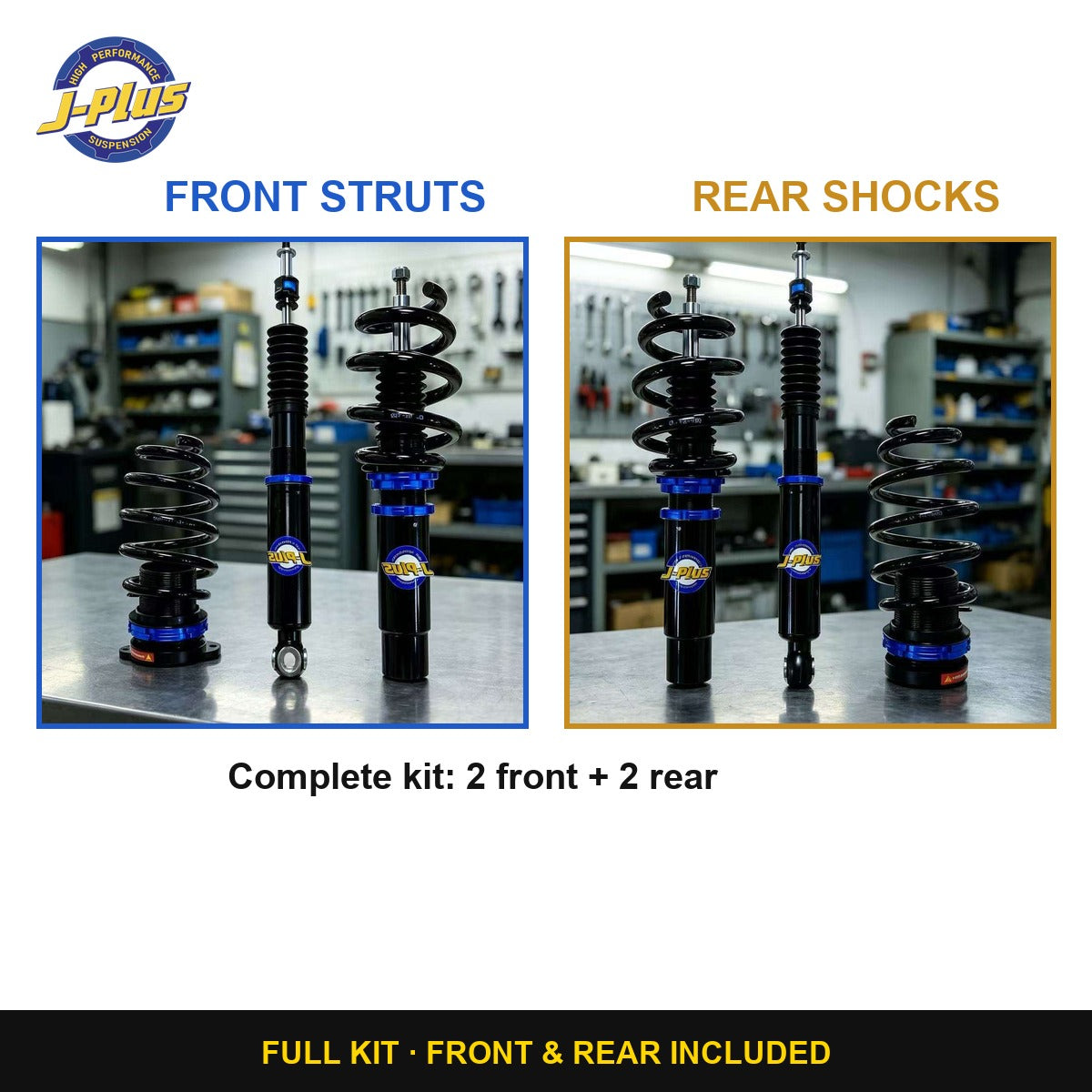J-PLUS 32-Way Adjustable Shock Absorbers for Porsche Macan S Front Rear Struts Kit