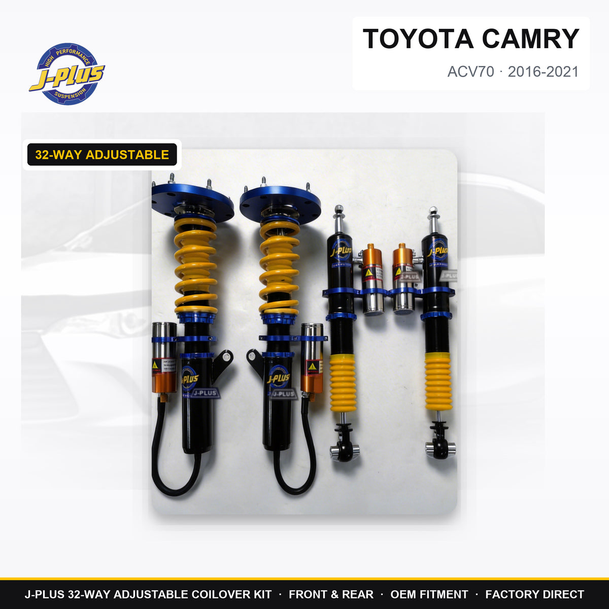 J-PLUS 32-Way Adjustable Coilover Kit - toyota camry 2016 2021