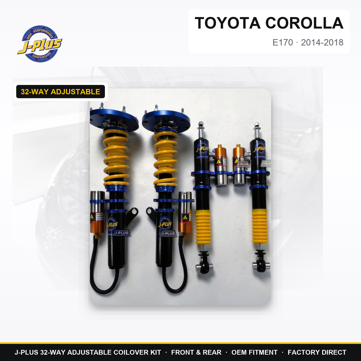 J-PLUS 32-Way Adjustable Coilover Kit - toyota corolla 2014 2018