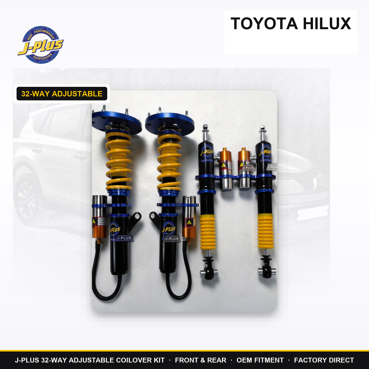 J-PLUS 32-Way Adjustable Coilover Kit - toyota hilux